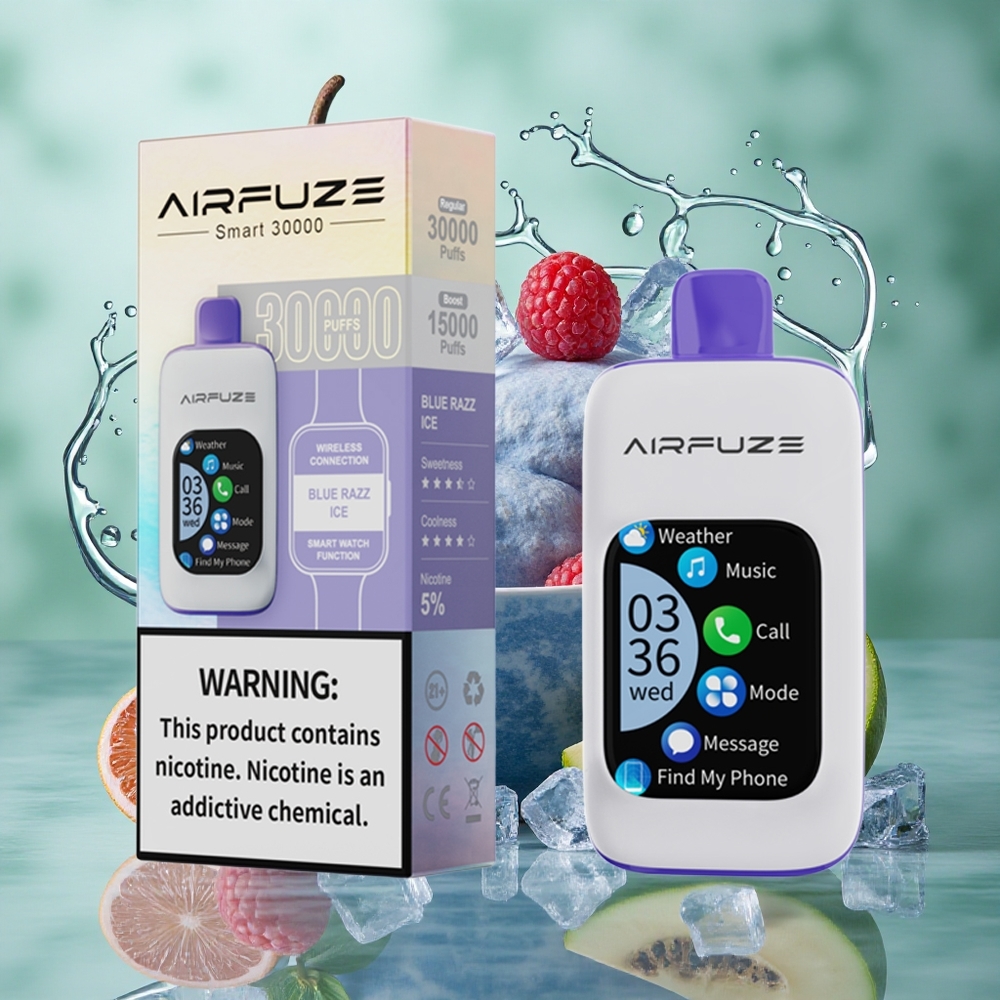 Blauwe Framboos IJs AirFuze Smart 30000 Puffs 900mAh Type-C Nederland groothandel