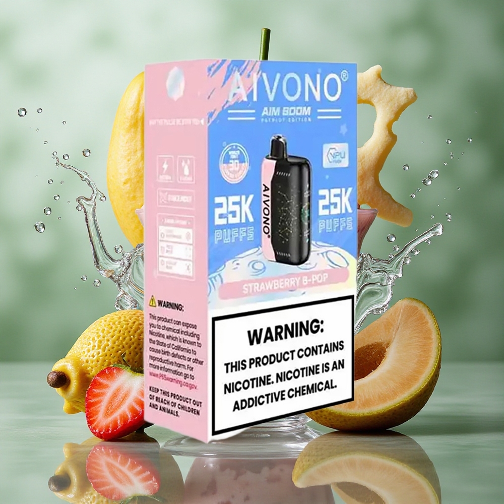 Aardbei B Pop Aivono Aim Boom 25000 Puffs 28ml Vloeistof Capaciteit Type-C Opladen Nederland groothandel
