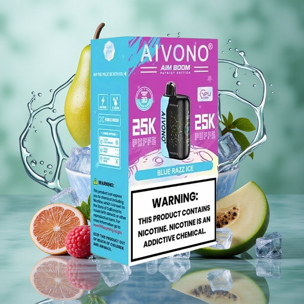 Blauwe Framboos IJs Aivono Aim Boom 25000 Puffs 28ml Vloeistofcapaciteit Type-C Opladen Nederland groothandel