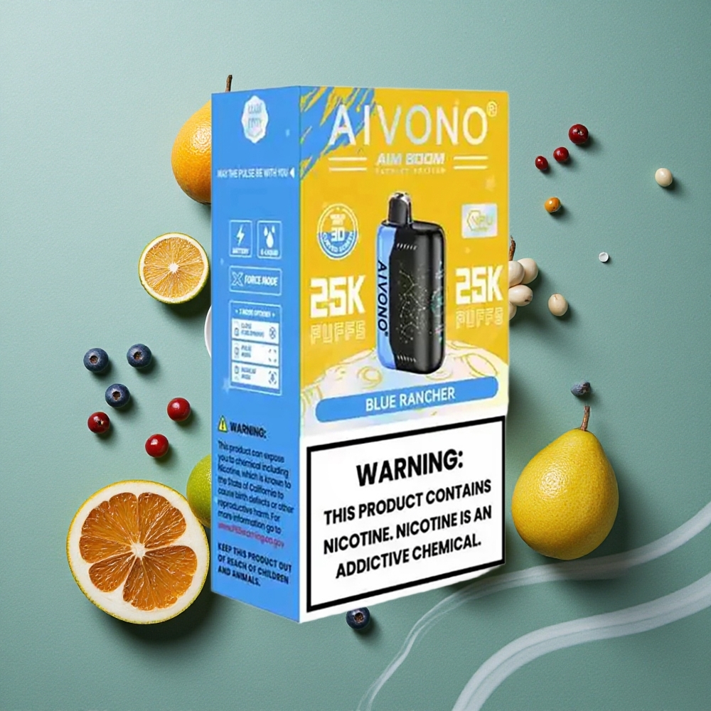 Blauwe Rancher Aivono Aim Boom 25000 Puffs 28ml Vloeistofcapaciteit 1.2 ohm Mesh Coil Nederland groothandel