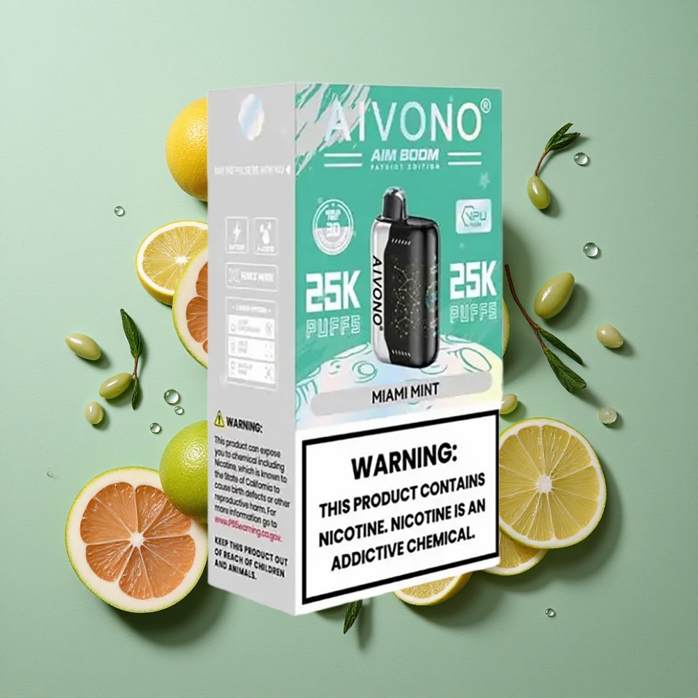 Miami Munt Aivono Aim Boom 25000 Puffs 0% 2% 3% 5% Nicotine 28ml E-Liquid Nederland groothandel