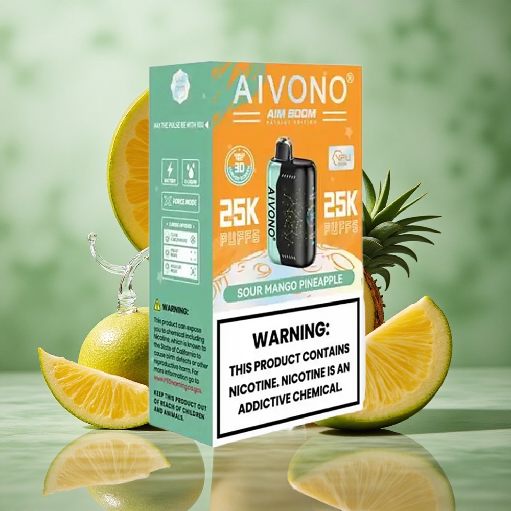 Zure Mango Ananas Aivono Aim Boom 25000 Puffs 28ml Vloeistof Capaciteit Type-C Opladen Nederland groothandel