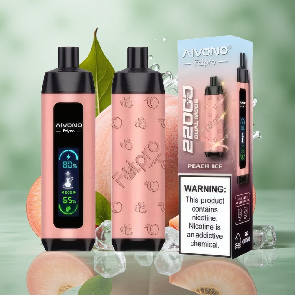 Perzik IJs Aivono Aim Fatpro 22000 Puffs 28ml Vloeistof 600mah Oplaadbaar Nederland groothandel