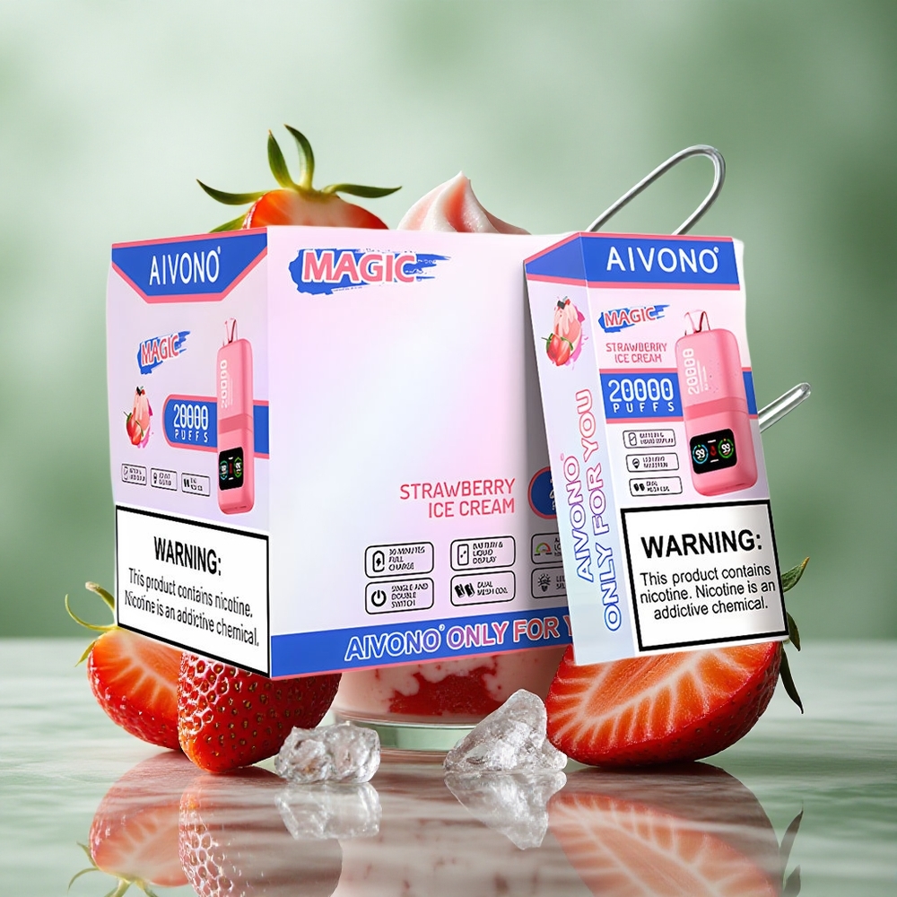 Aardbeienijs Aivono Aim Magic 20000 Puffs Dual Mesh Coils LCD Display Nederland groothandel