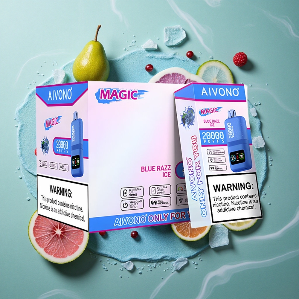 Blauwe Razz IJs Aivono Aim Magic 20000 Puffs Dual Mesh Coils 26ml Nederland groothandel