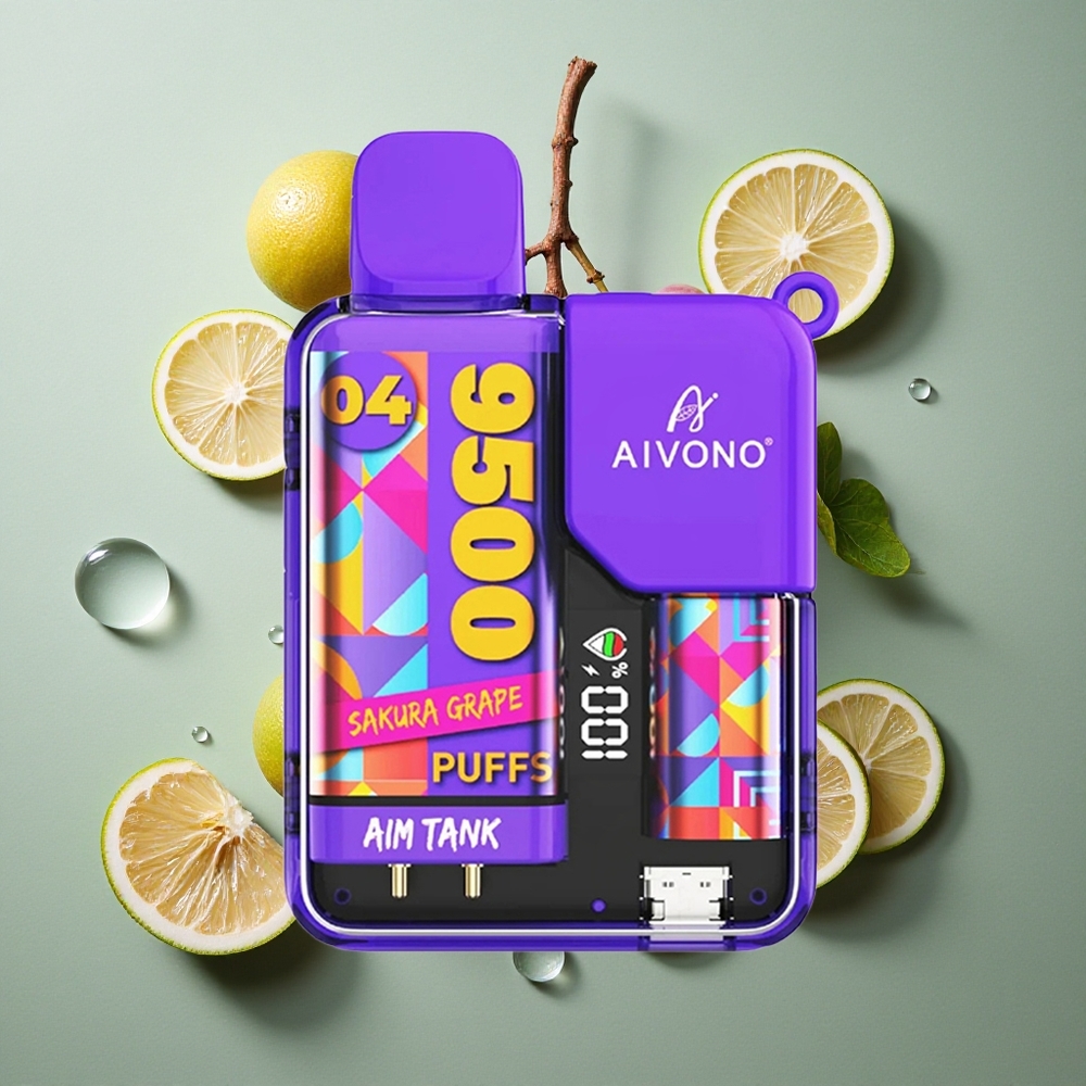 Sakura Druif Aivono AIM-TANK 9500 Puffs 18ml Vloeistofcapaciteit 650mAh Batterij Nederland groothandel