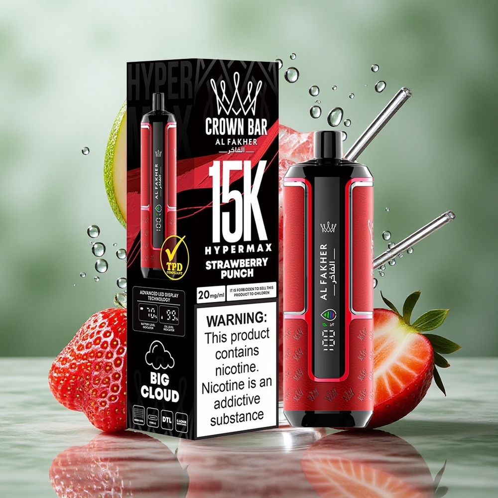 Aardbei Punch Al Fakher Crown Bar 15.000 Puffs 22ml DTL Nederland groothandel