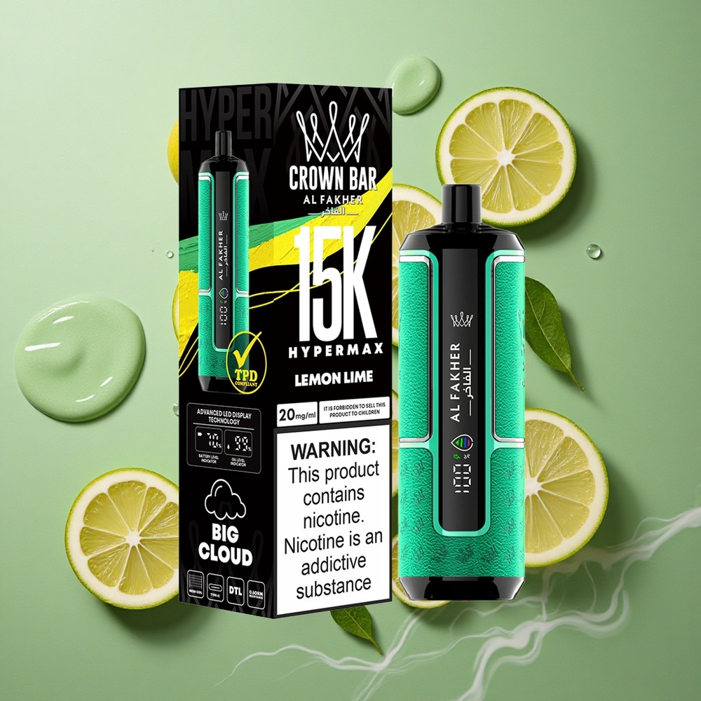 Citroen Limoen Al Fakher Crown Bar 15K Hypermax Wegwerp Vape Kit 22ml Direct-to-Lung Nederland groothandel