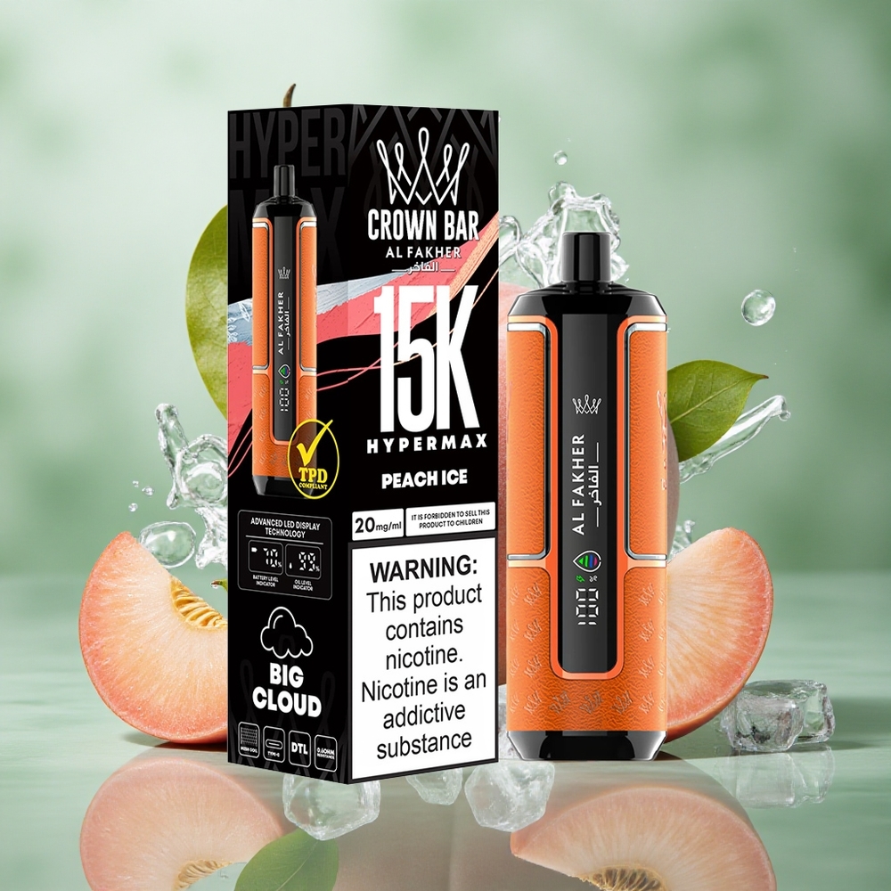 Perzik IJs Al Fakher Crown Bar 15.000 Puf Direct-to-Lung Nederland groothandel