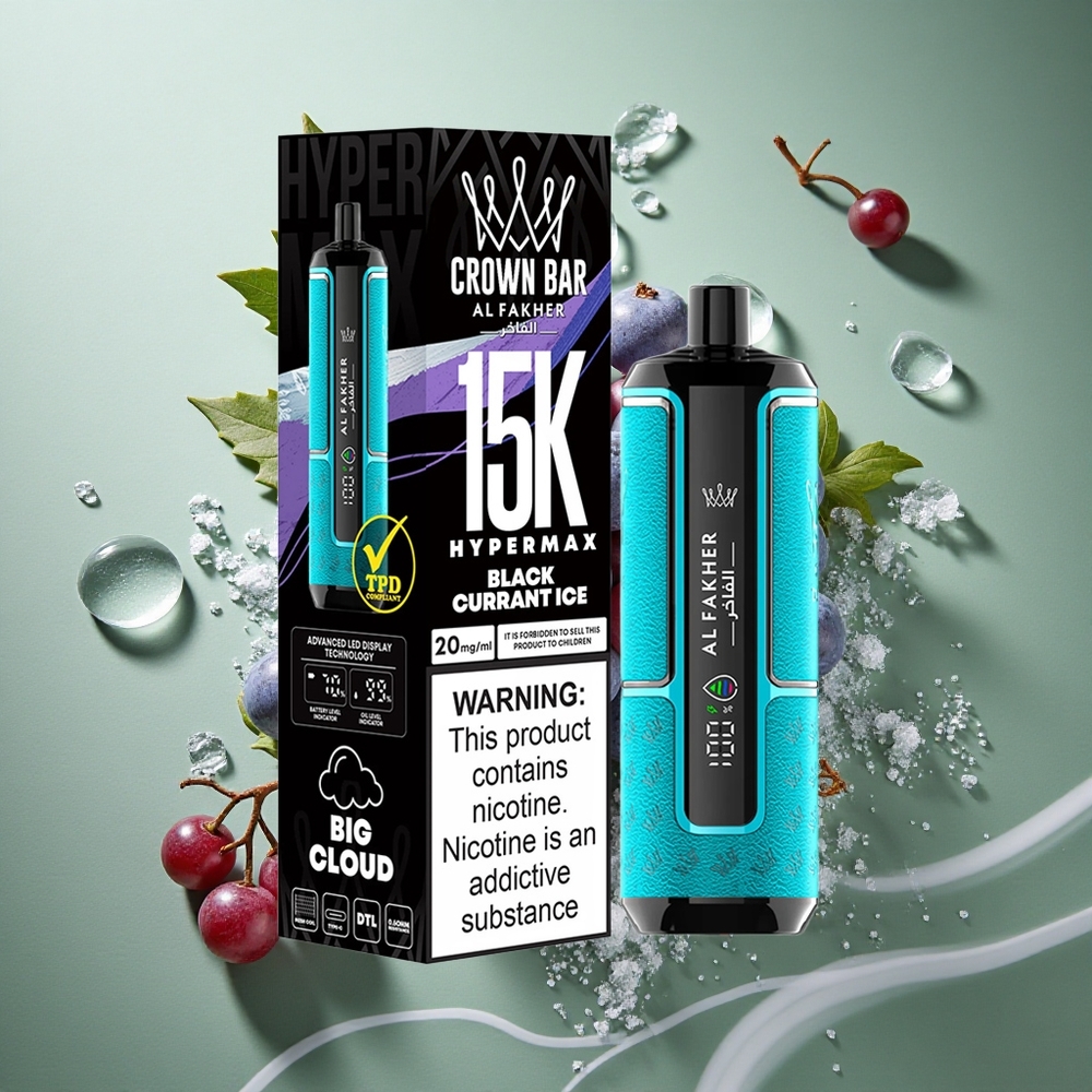 Zwarte bes ijs Al Fakher Crown Bar 15.000 puffs Hypermax 22ml Nederland groothandel