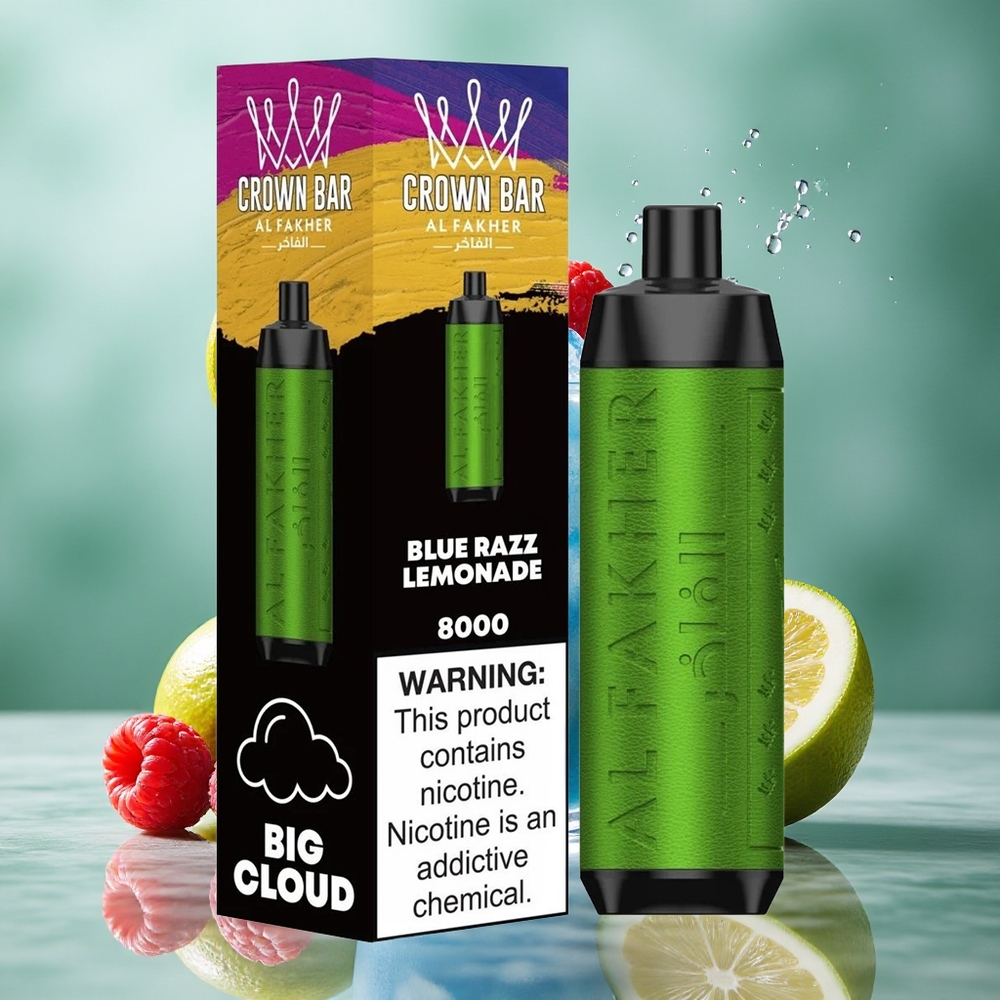 Blauwe Framboos Limonade Al Fakher Crown Bar 8000 Puff USB Type-C Oplaadbaar Nederland groothandel