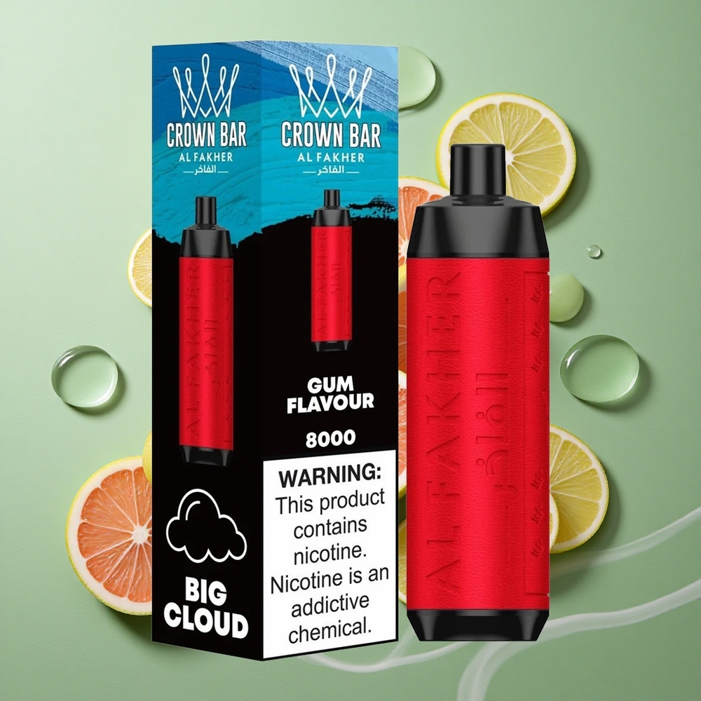 Kauwgom Smaak Combinatie Al Fakher Crown Bar 8000 Wegwerp Vape met USB Type-C Oplaadkabel Nederland groothandel