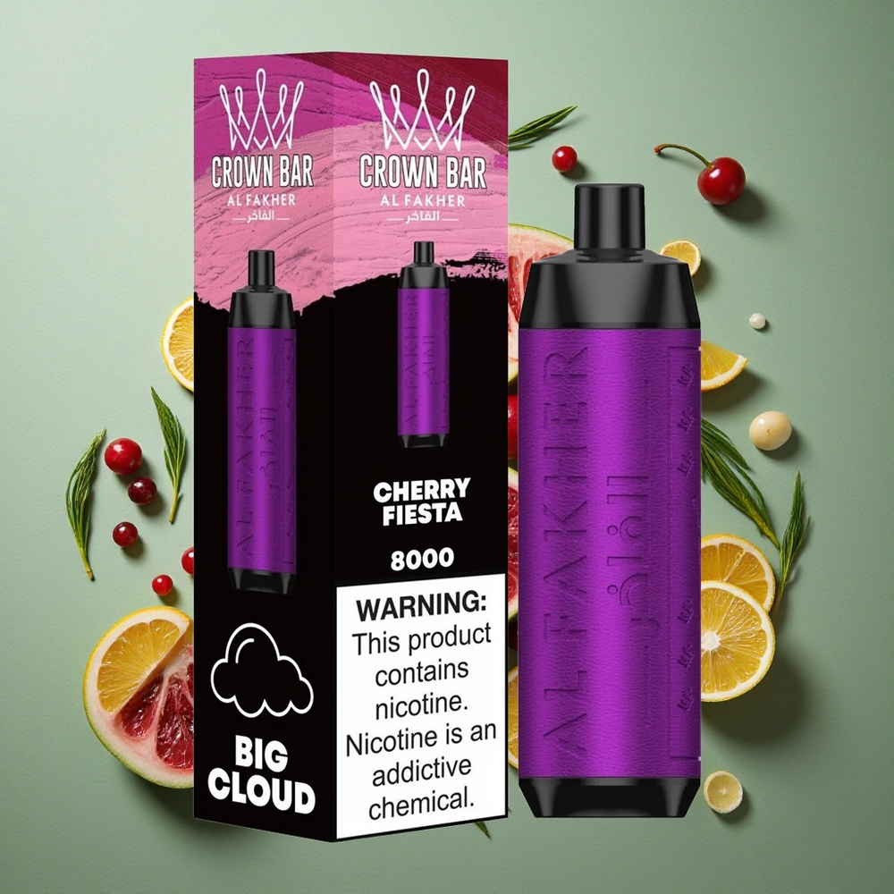 Kersen Feest Al Fakher Crown Bar 8000 Wegwerp Vape USB-C Opladen Compact En Stijlvol Nederland groothandel