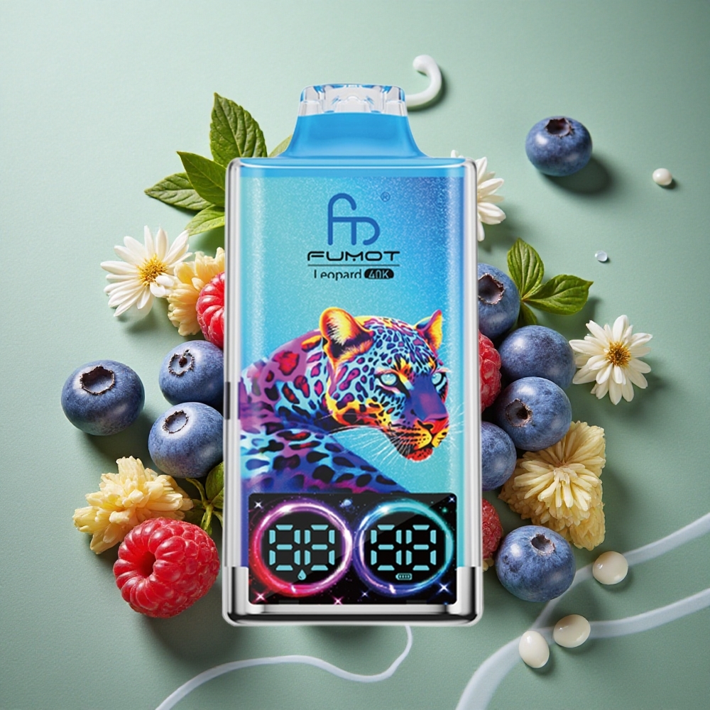 Blauwe Bes Framboos Fumot Leopard 40K Puffs Dual Mesh Type-C Nederland groothandel