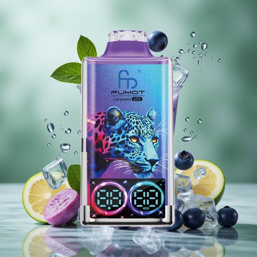 Blauwe Bes op IJs Fumot Leopard 40.000 Puffs Dual Mesh Type-C Nederland groothandel