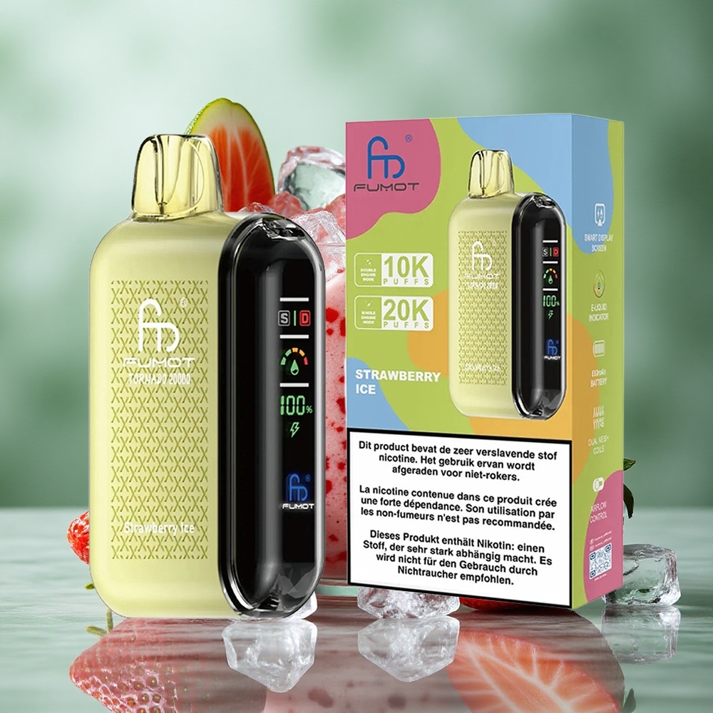 Aardbei IJs Fumot Tornado 20000 Puffs 20ml Capaciteit Dual Mesh Coil Nederland groothandel