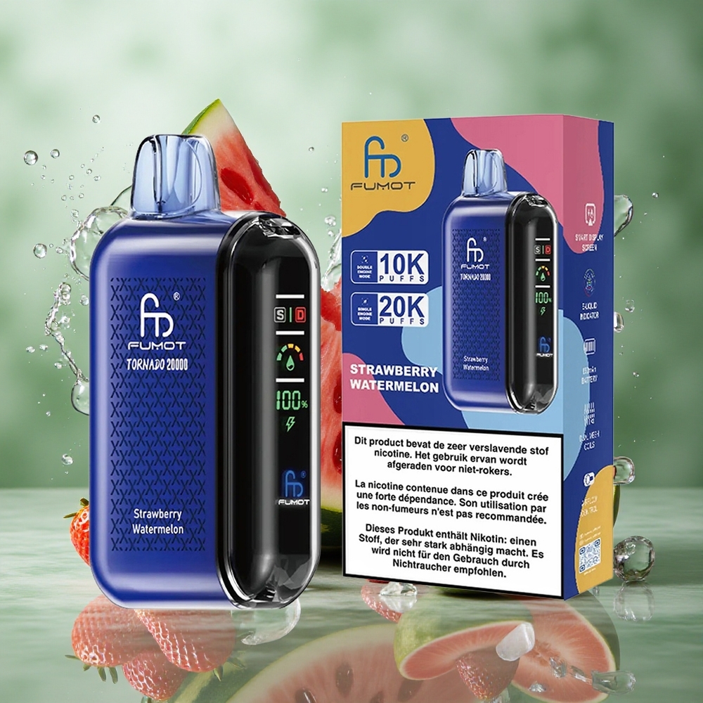 Aardbei Watermeloen Fumot Tornado 20000 Puffs Dual Mesh Coil 20ml Nederland groothandel