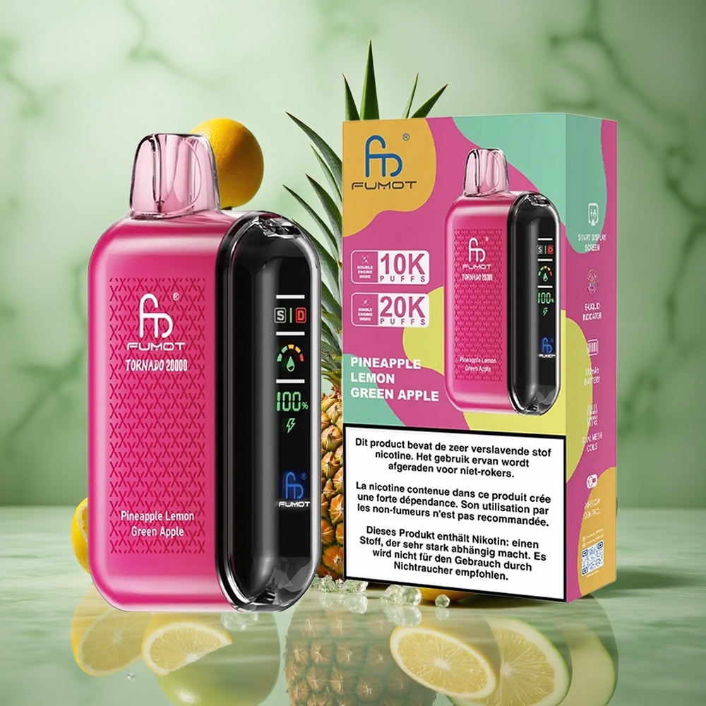 Ananas Citroen Groene Appel Fumot Tornado 20000 Puffs Dual Mesh Coil 20ml E-liquid Nederland groothandel