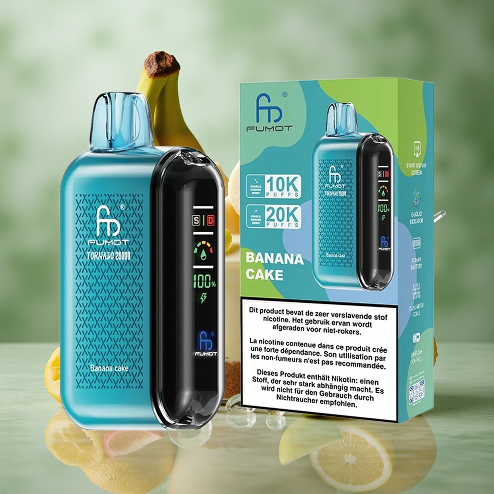 Banaan Cake Fumot Tornado 20000 Puffs Dual Mesh Coil 20ml Nederland groothandel