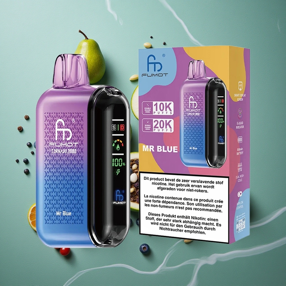 Blauwe Fumot Tornado 20000 Puffs Dual Mesh Coil 20ml Nederland groothandel