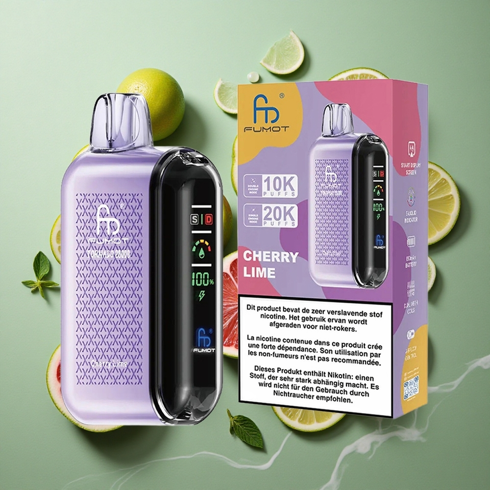 Kers Limoen Fumot Tornado 20000 Puffs Dual Mesh Coil 20ml Nederland groothandel