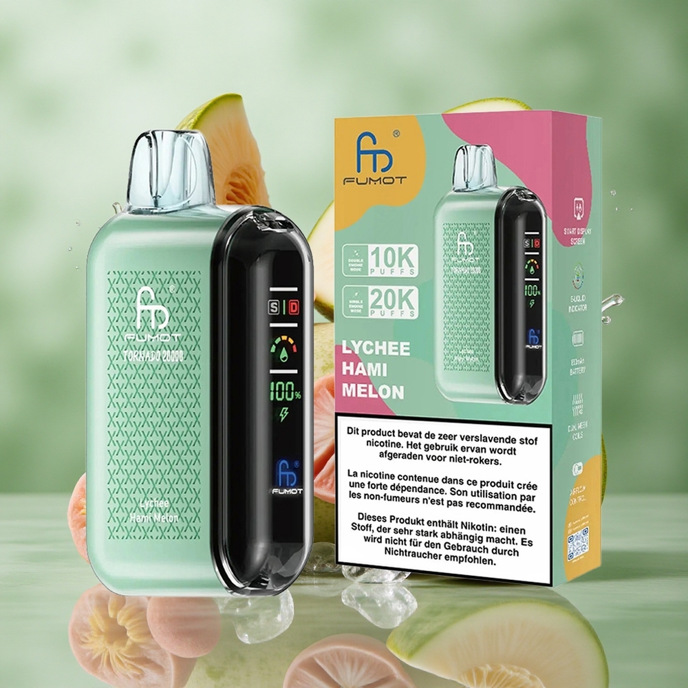 Lychee Hami Meloen Fumot Tornado 20000 Puffs Dual Mesh Coil 20ml E-liquid Nederland groothandel