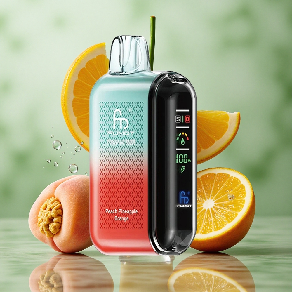Perzik Ananas Sinaasappel Fumot Tornado 20000 Puffs Dual Mesh Coil 20ml E-liquid Nederland groothandel