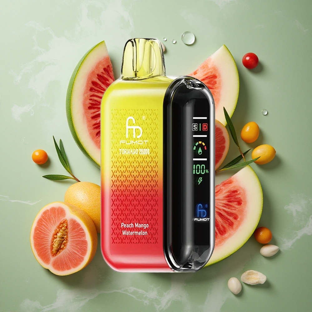 Perzik Mango Watermeloen Fumot Tornado 20000 Puffs Dual Mesh Coil 20ml E-liquid Nederland groothandel