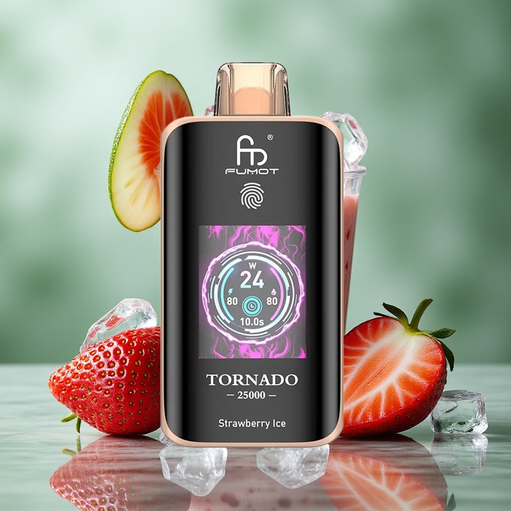 Aardbei IJs Fumot Tornado 25000 Puffs Oplaadbare Accu HD Scherm Nederland groothandel