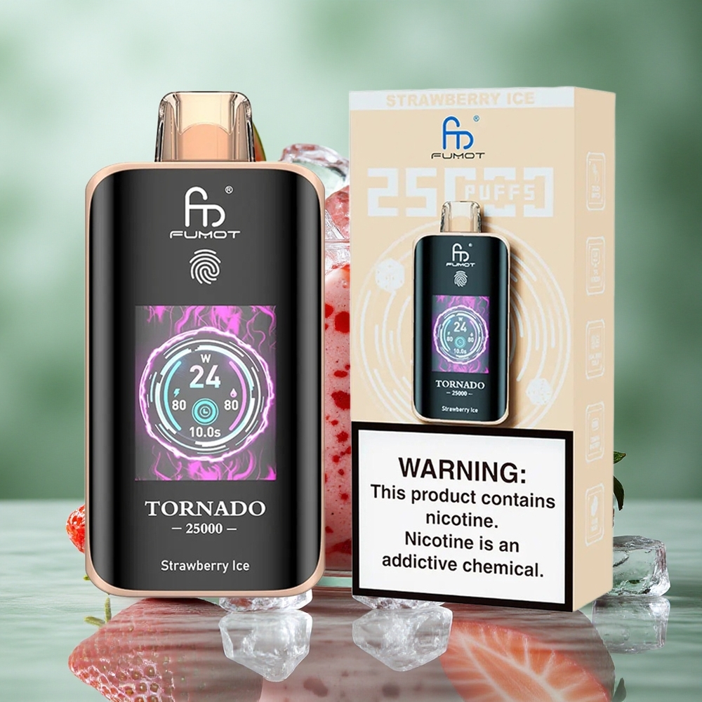 Aardbei IJs Fumot Tornado 25000 Puffs Oplaadbare Accu HD Scherm Nederland groothandel
