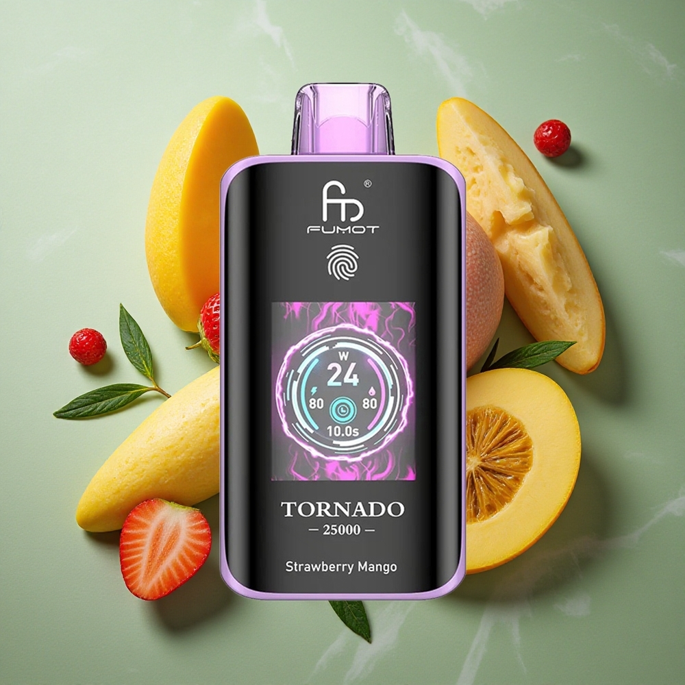 Aardbei Mango Fumot Tornado 25000 Puffs Oplaadbare Batterij Voorgevulde Vloeistof Nederland groothandel