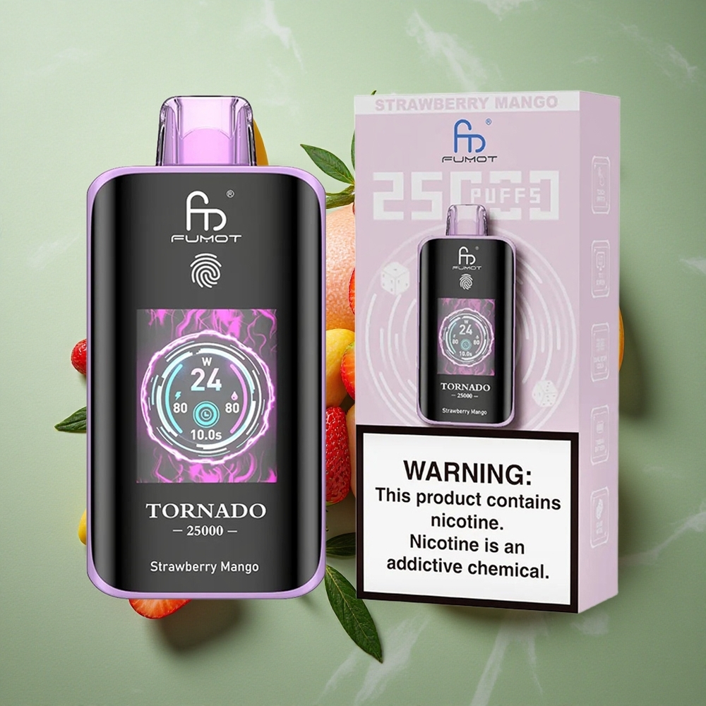 Aardbei Mango Fumot Tornado 25000 Puffs Oplaadbare Batterij Voorgevulde Vloeistof Nederland groothandel