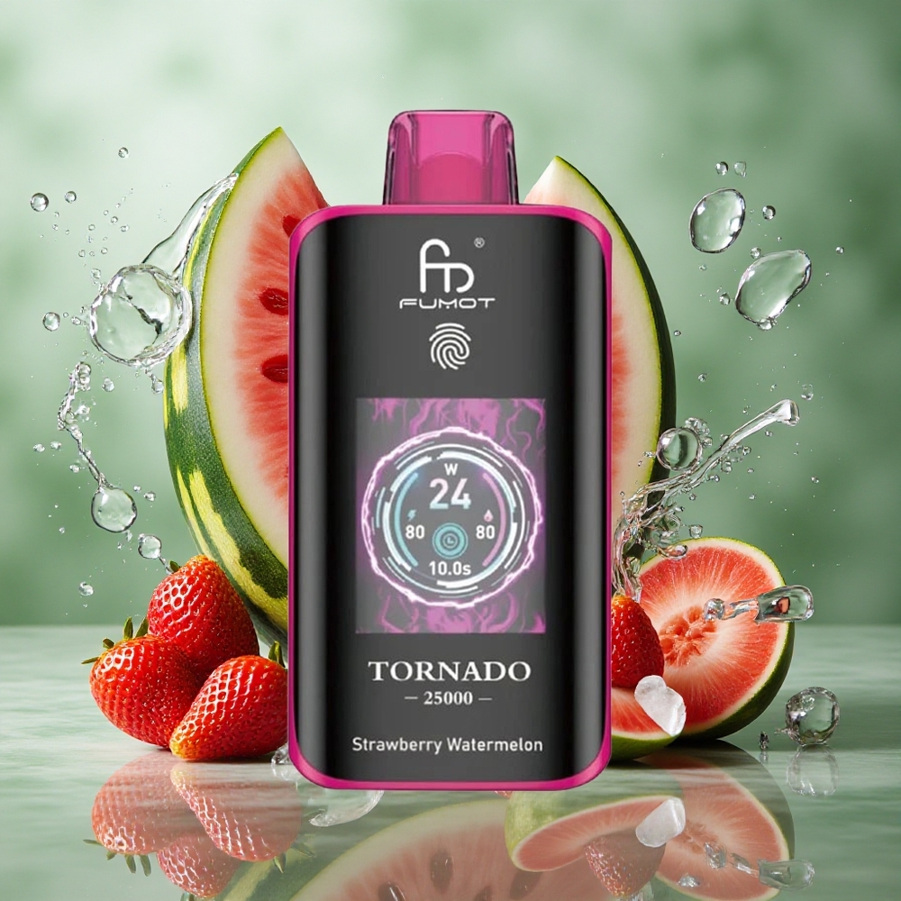 Aardbei Watermeloen Fumot Tornado 25000 Puffs Oplaadbare Batterij Voorgevulde Vloeistof Nederland groothandel