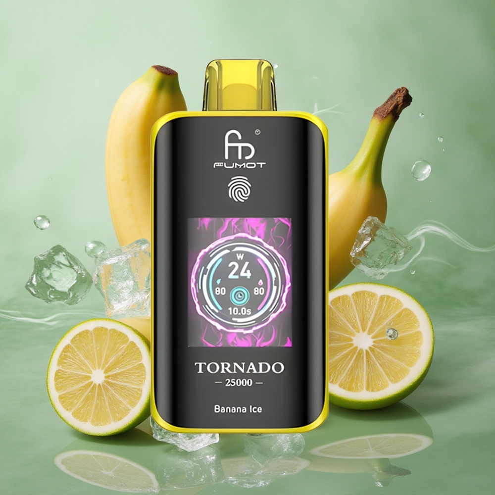 Banana IJs Fumot Tornado 25000 Puffs HD Scherm 20ml Voorgevulde Vloeistof Nederland groothandel