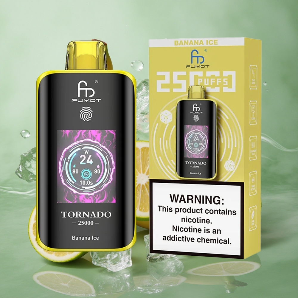 Banana IJs Fumot Tornado 25000 Puffs HD Scherm 20ml Voorgevulde Vloeistof Nederland groothandel