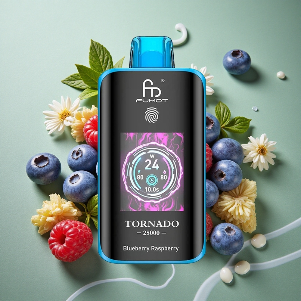 Blauwe Framboos Fumot Tornado 25000 Puffs Oplaadbare Batterij HD Scherm Nederland groothandel