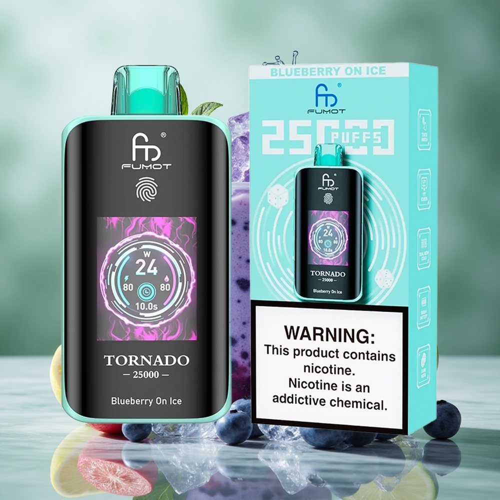 Bosbes Op Ijs Fumot Tornado 25000 Puffs HD Scherm 20ml Voorgevulde Vloeistof Nederland groothandel