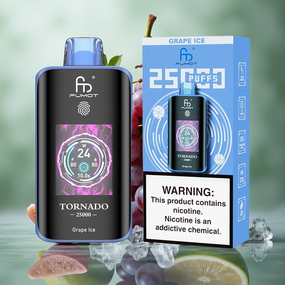 Druiven IJs Fumot Tornado 25000 Puffs HD Scherm 20ml Voorgevulde Vloeistof Nederland groothandel