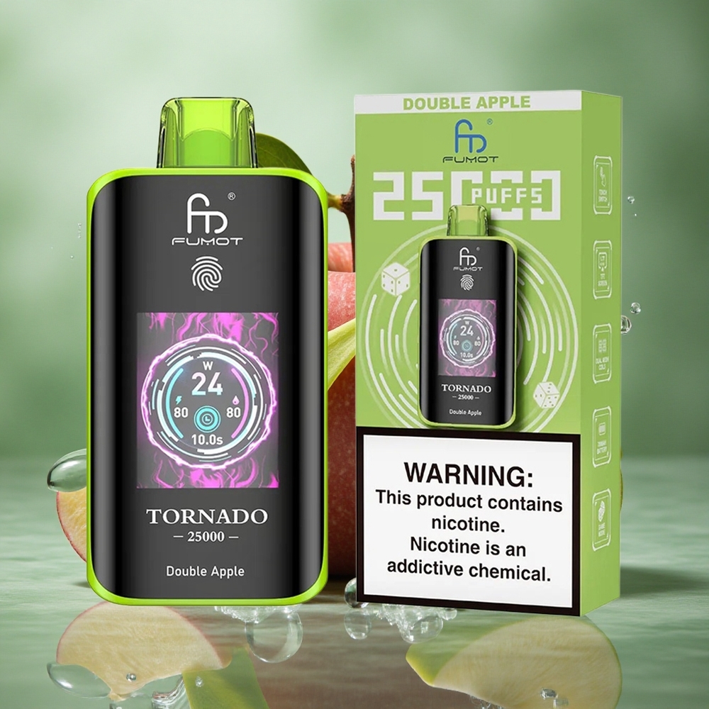 Dubbele Appel Fumot Tornado 25000 Puffs HD Scherm 20ml Voorgevulde Vloeistof Nederland groothandel