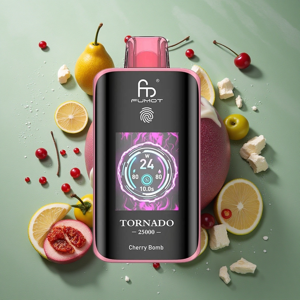 Kers Bom Combinatie Fumot Tornado 25000 Puffs Oplaadbare Accu 700mAh 20ml Voorgevulde E-vloeistof Nederland groothandel