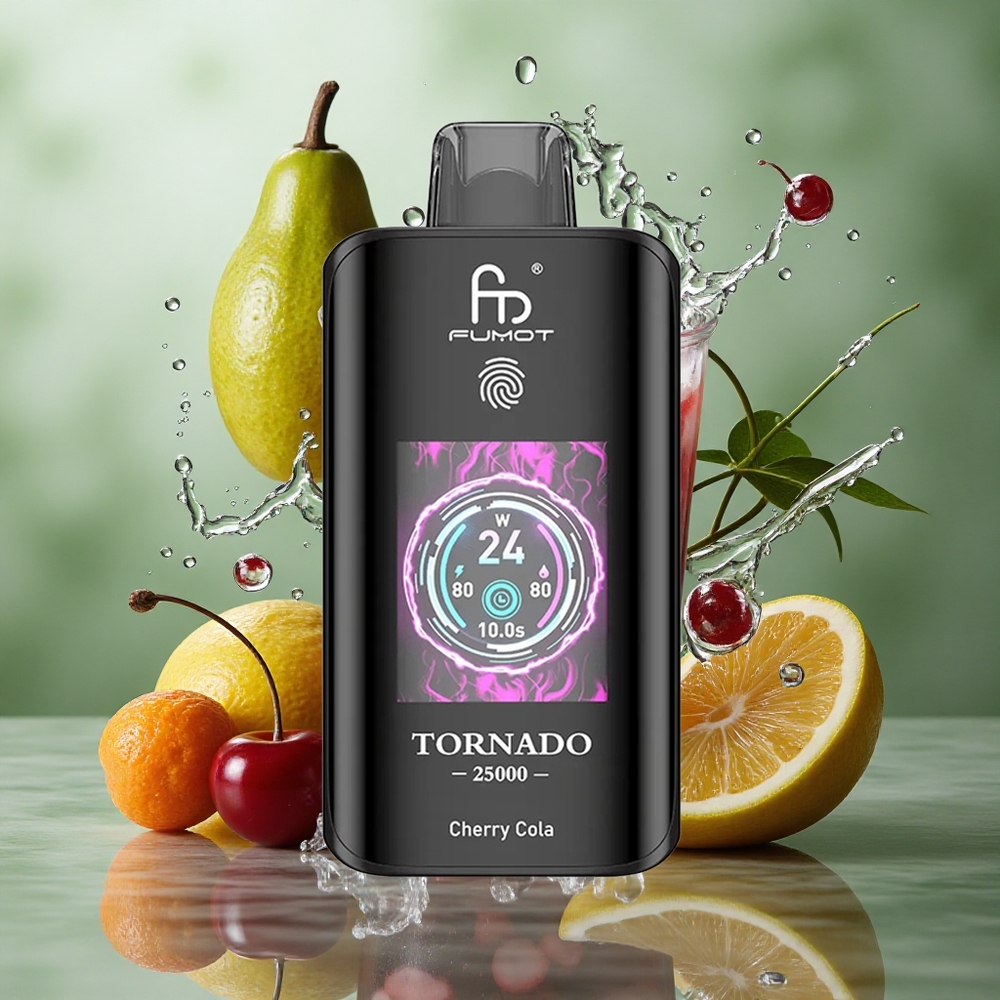 Kers Cola Fumot Tornado 25000 Puffs HD Scherm 700mAh Oplaadbare Batterij Nederland groothandel