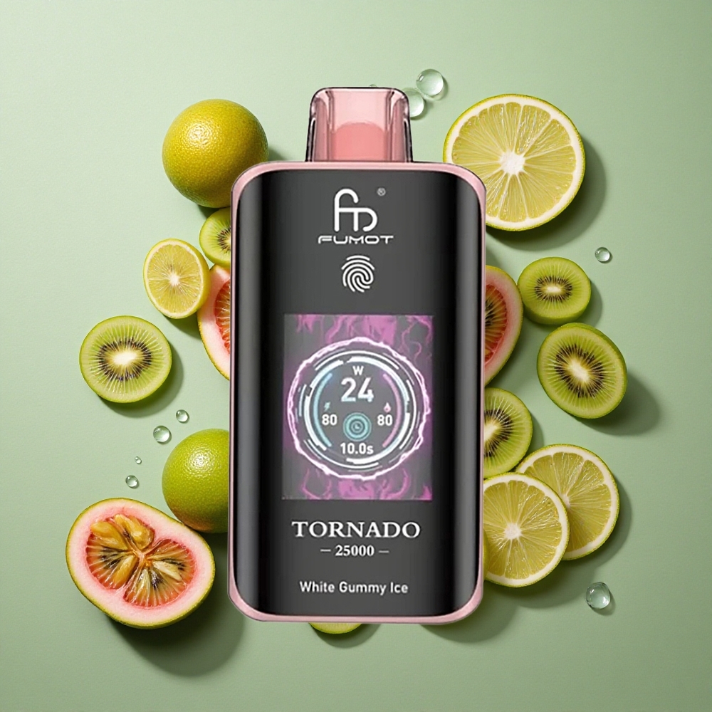 Kiwi Passievrucht Guave Fumot Tornado 25000 Puffs HD Scherm Oplaadbare Batterij Nederland groothandel