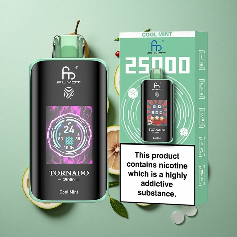 Koel Munt Smaak Combinatie Fumot Tornado 25000 Puffs HD Scherm 20ml Voorgevulde E-vloeistof Nederland groothandel