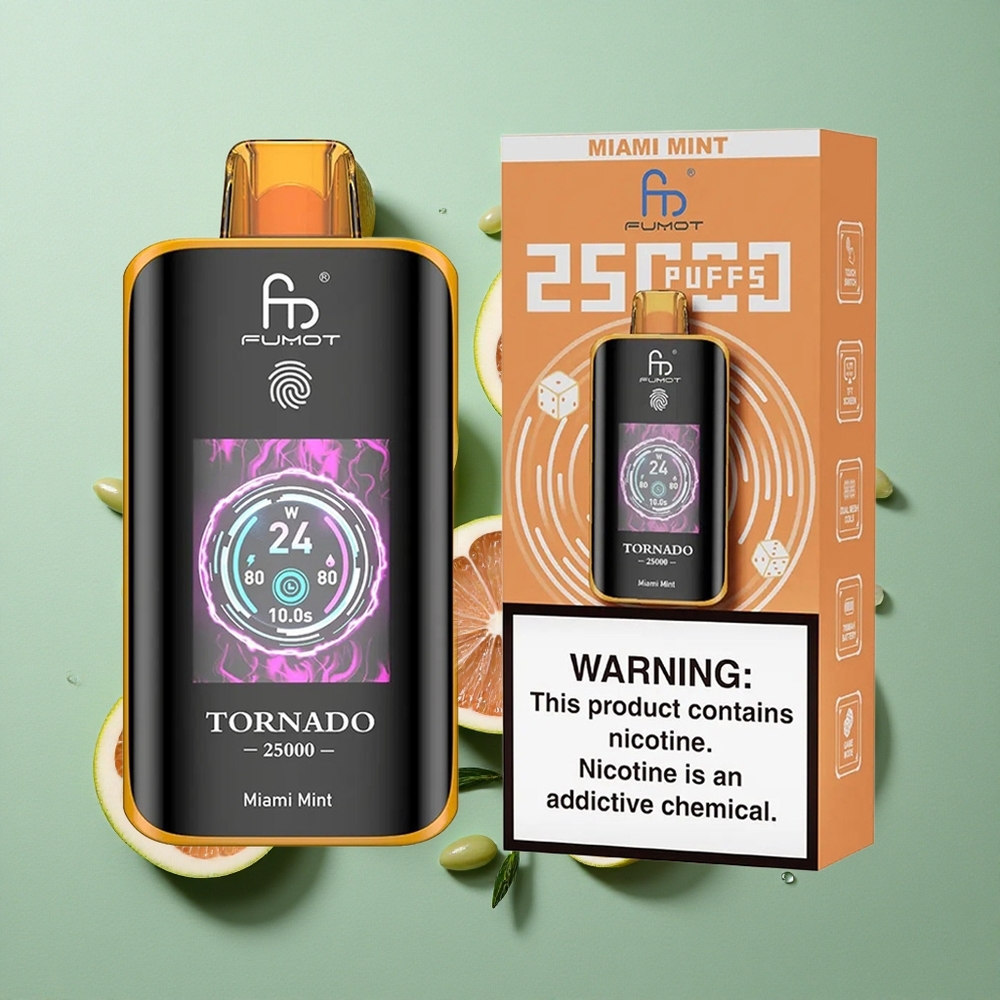 Munt Miami Fumot Tornado 25000 Puffs Oplaadbare Batterij 20ml Voorgevulde Vloeistof Nederland groothandel