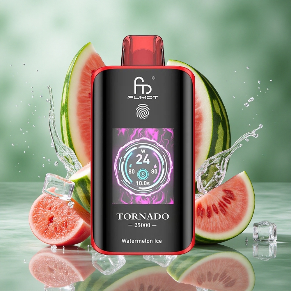 Watermeloen IJs Fumot Tornado 25000 Puffs Oplaadbare Batterij HD Scherm Nederland groothandel