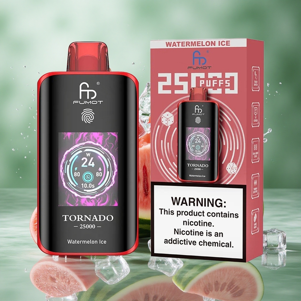 Watermeloen IJs Fumot Tornado 25000 Puffs Oplaadbare Batterij HD Scherm Nederland groothandel