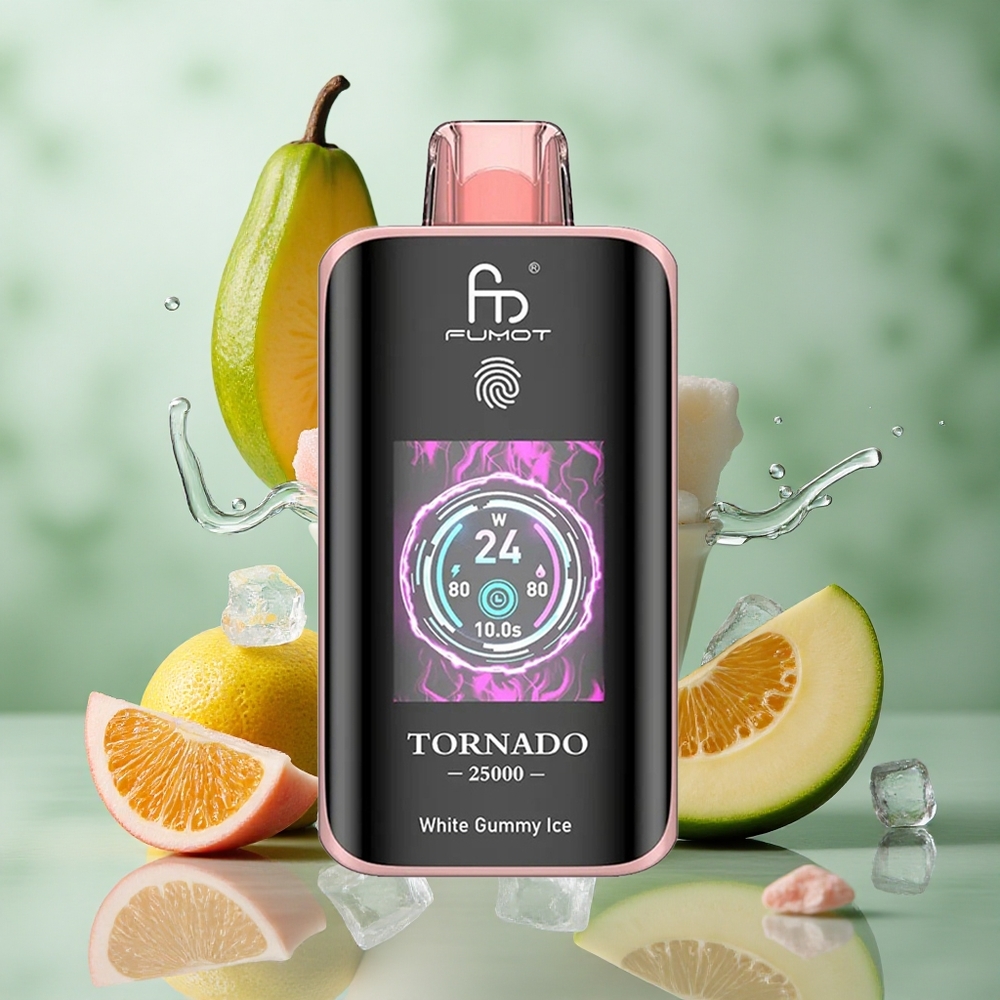 Witte Gummy IJs Fumot Tornado 25000 Puffs HD Scherm 20ml Voorgevulde Vloeistof Nederland groothandel