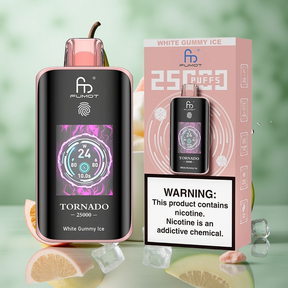 Witte Gummy IJs Fumot Tornado 25000 Puffs HD Scherm 20ml Voorgevulde Vloeistof Nederland groothandel