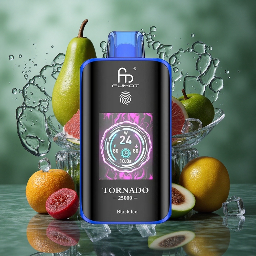 Zwart IJs Fumot Tornado 25000 Puffs Oplaadbare Batterij HD Scherm Nederland groothandel