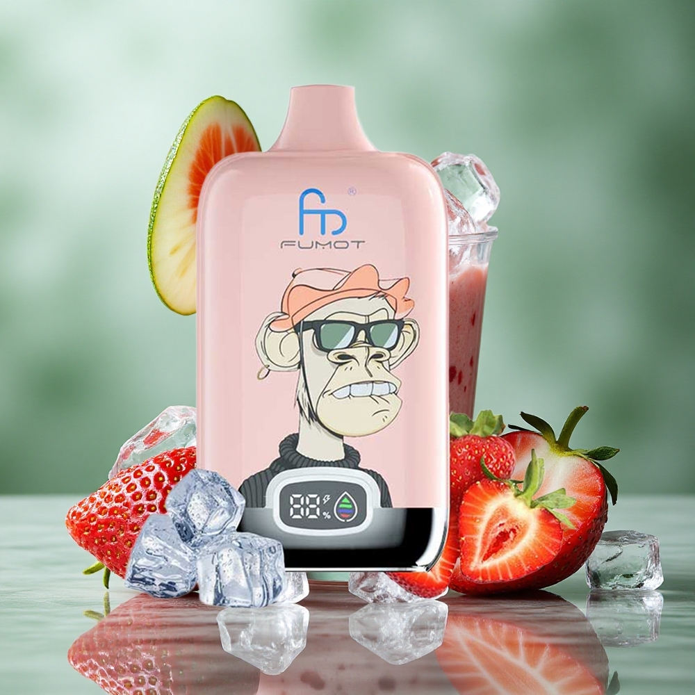 Aardbei IJs Fumot Tornado Digital Box 12000 Puffs 20ml E-Liquid 550mAh Oplaadbare batterij Nederland groothandel